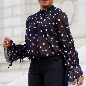 TOPSHOP polka dot blouse